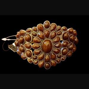 Vintage Burch Hill Antiqued Silver Tone Rich Brown Simulated Stone Bracelet